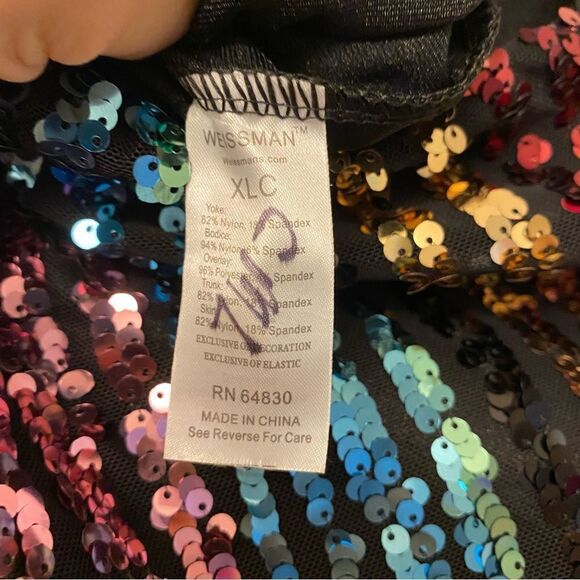 Weissman Dance costume dress black colorful sequin Paparazzi 11615 Child XLC - Picture 8 of 10